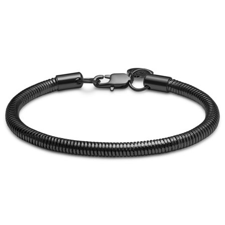 Essentials | Pulsera de cadena de serpiente en negro metalizado de 5 mm para hombres - Pulseras de acero