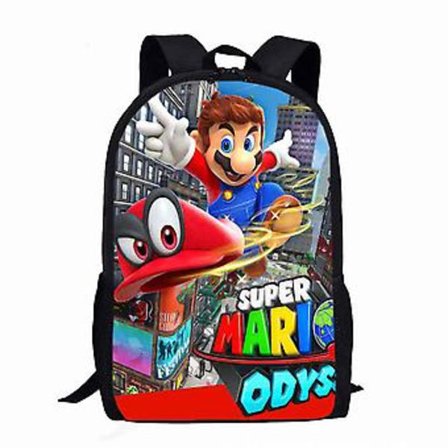 Super Mario Bros Cartoon Ryggsäck Barn Axelväska Grundskoleelever Skolväska Ryggsäck Födelsedagspresent (D)
