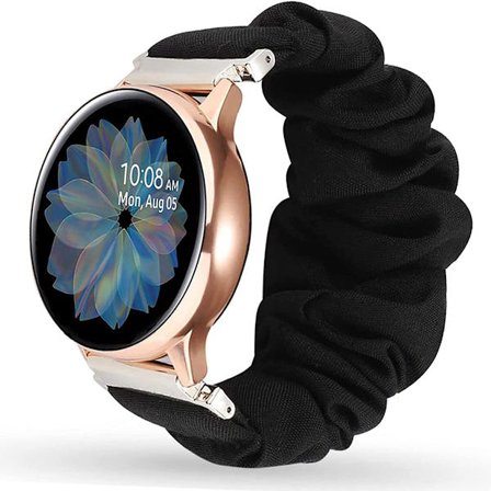 Kompatibel med Samsung/Huawei Smartwatch Band Universal Platt Mode Tryck Scrunchie Klockarmband - Svart 20 mm