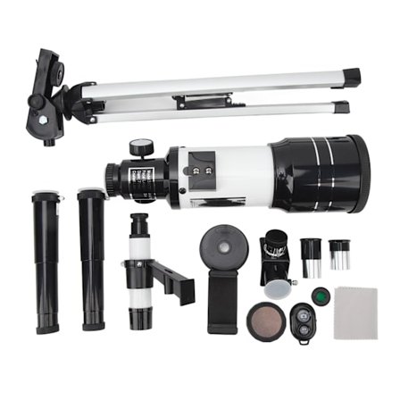 Astronomisk refraktionsteleskop til begyndere, trådløs fjernbetjening højkvalitets optik teleskop med udskiftelige okularer, telefonclips til