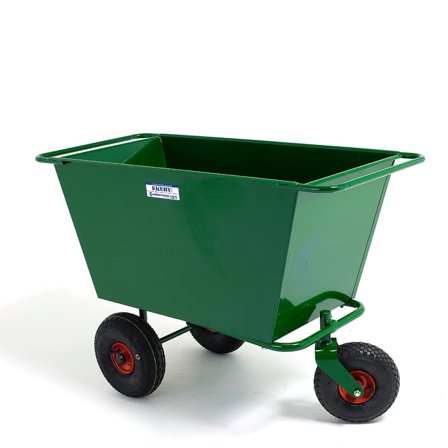 Søppel og avfallsvogn, Grønn, 400 liter, luftgummihjul