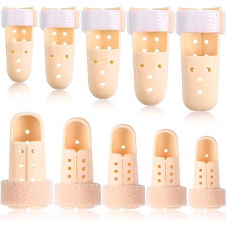 10-delt hammerformet fingerskinne - 5 størrelser (beige)