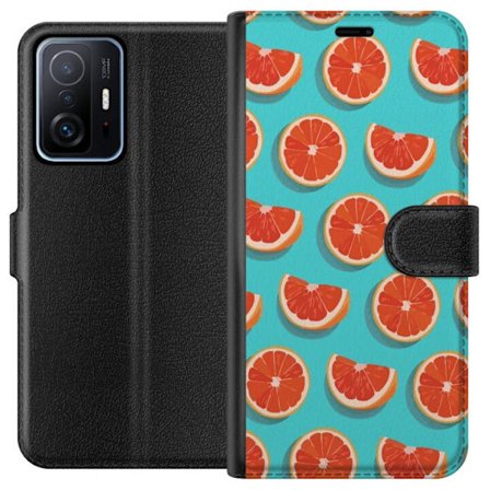 Kompatibelt Lommeboketui til Xiaomi 11T Illustrert mønster med gjentatte grapefrukt skiver mot en turkis bakgrunn