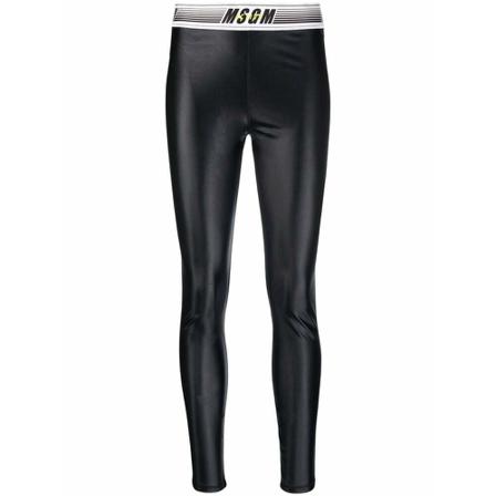Msgm Byxor svart, Dam Leggings, Dam, Storlek: L