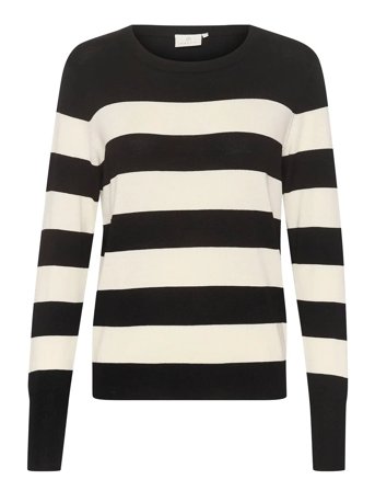 Kalizza Striped Knit Pullover Black Kaffe