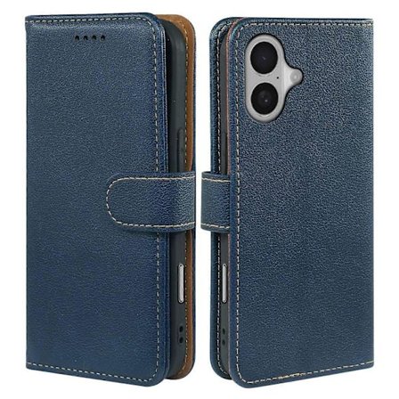 Kompatibel med iPhone 17 Etui RFID-blokerende Pung Læderetui med Litchi-tekstur Magnetisk Lukning Blå