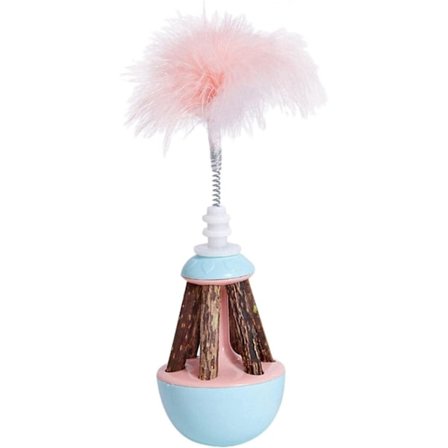 Interaktive katteleker for innendørs katteleker med fjær, kjæledyr treningsleker, katte tumbler leker for lek katter/kattunge med fjær, kattesaker 