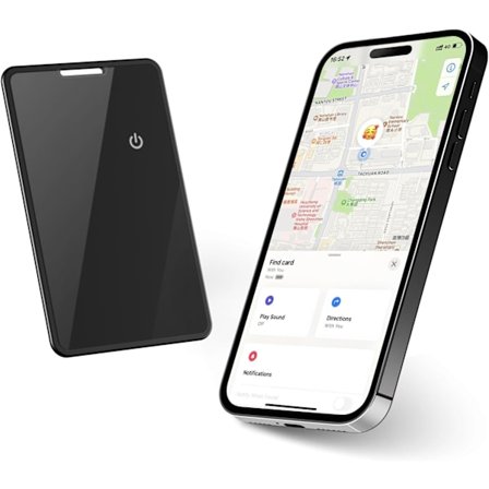 Wallet Tracker Card Bagagemærke Item Finder Genopladelig Tynd GPS Item Finder til Bagagemærker Pas Flere Telefon Finder Kun iOS Sort