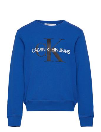 Monogram Logo Sweatshirt Sweatshirt Trøje Blå Calvin Klein