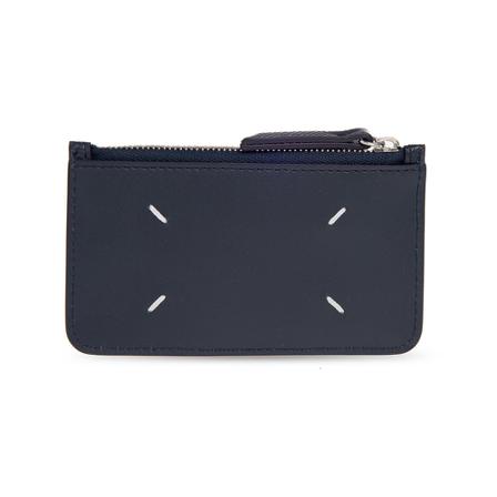 Maison Margiela Card holder with logo , Blauw , Heren , Maat: ONE Size Portefeuilles