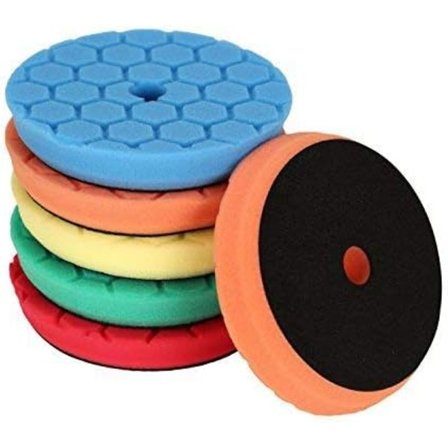 Polersvamp, set, SPTA 5 delar 150 mm hex logisk polerskiva Svampputssats för bilslipning Polering för 125 mm RO/DA polerare för Pol