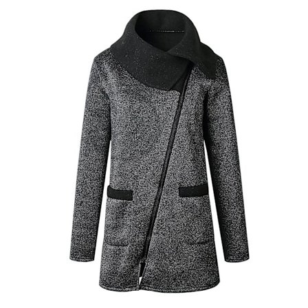 Höst Dam Hög Hals Casual Jacka Kappa Parka Hoodie Lång Dragkedja Ytterkläder Toppar