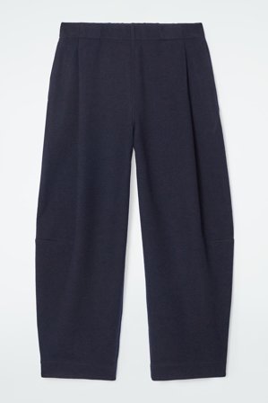 COS Women's Boiled Wool Barrel Leg Trousers in Blue