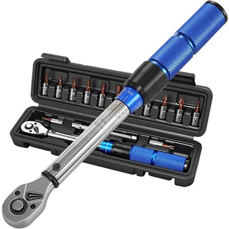 1/4" momentnøgle, 2-24 Nm, ±3% nøjagtighed med 72 tænder, reversibel momentnøgle med 100 mm forlængerstang