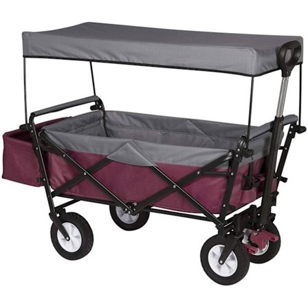 Rootz hopfällbar vagn med tak - Bruksvagn - Trädgårdsvagn - Slitstark 600D polyester - Enkel förvaring - Kraftig 80 kg Kapacitet - 120 cm x 51 cm x 93