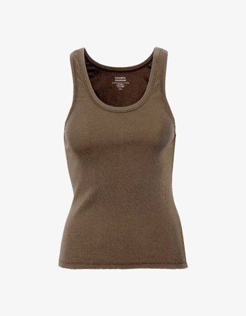Women Organic Rib Tank Top - Cedar Brown - XL