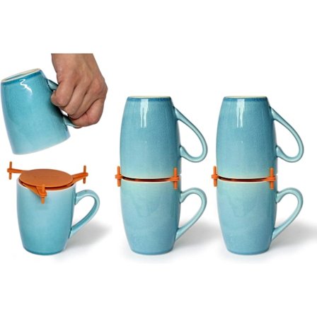 3 st Justerbara Stapelbara Kaffemugghållare för Te Koppar och Muggar, Återanvändbar Kökskåpsorganisatör Utrymmesbesparande Förvaringslösning