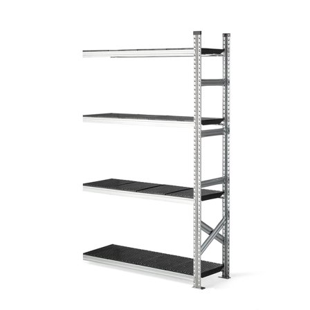 Lagerreol, påbyggseksjon, plasthyller, H1972 B1210 D400 mm, svart