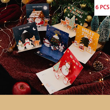 6 st 3D God Jul Gratulationskort Vykort Inbjudningar Med