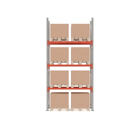Palettenregal ULTIMATE, Grundmodul, 4000 x 1850 x 1100 mm, 8 Paletten à 1000 kg