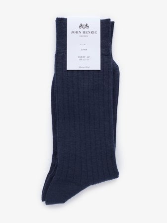 John Henric Men's Marineblaue Gerippte Socken Size 43-46