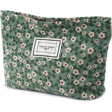 Blomster Makeup Bag for Kvinner, Kordfløyel Kosmetikkvesker med Glidelås, Bærbar Toalettsak, Multifunksjonell Reisearrangør