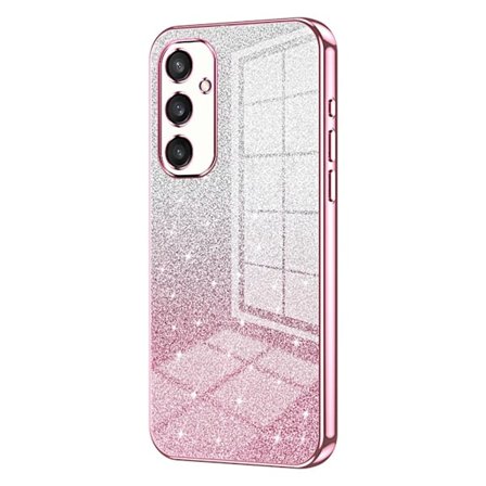 SKALO Samsung S25 Electroplating Glitter Suojakuori - Pinkki