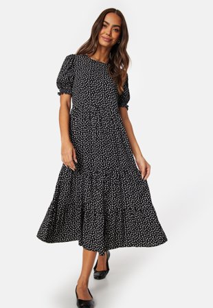 Happy Holly Puff Sleeve Viscose Midi Dress Klær