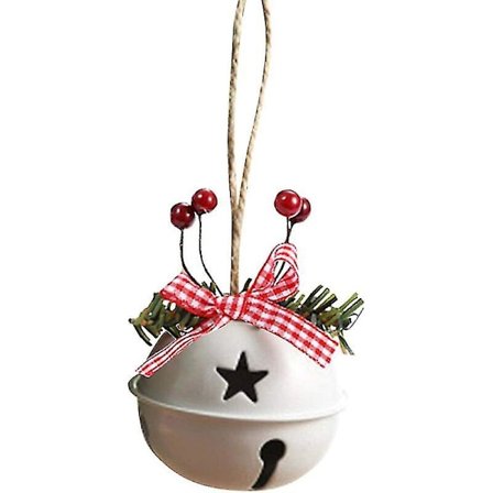 6 stk juleklokker, sett med julepynt i metall, hengende metallklokker