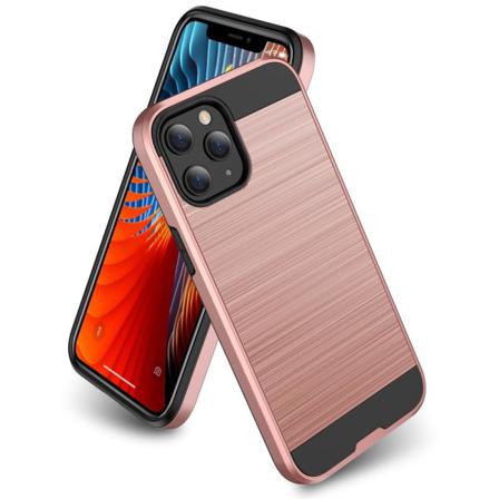 Iphone 12 / 12 Pro - Borstad Stål Textur Skal - Roséguld Roséguld