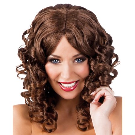 Krøllet Cocktail Paryk Brun