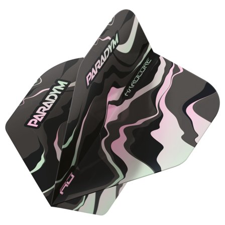 Red Dragon Darts Paradym Hardcore Premium Standard Flights, 100 Micron, 3 Sets (9 Flights), Pink/Black/White, Standard Size, Pro-Grade