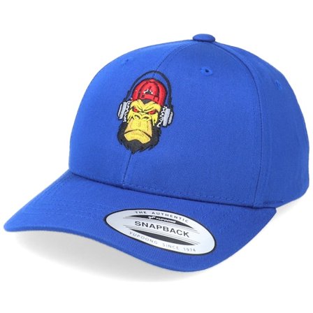 Kiddo Cap - Blå flexfit Caps - Kids Cool Music Monkey Royal Blue Adjustable @ Hatstore