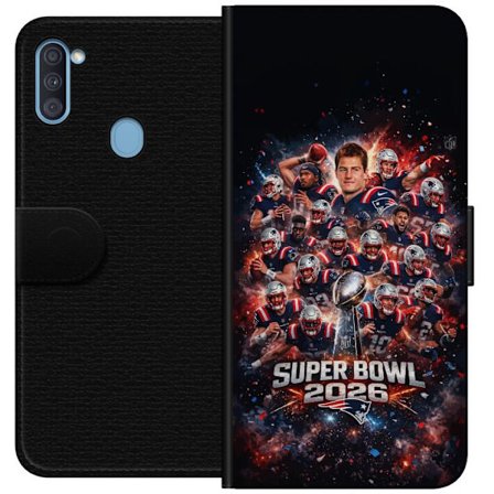 Kompatibelt Lommeboketui til Samsung Galaxy A11 Super Bowl 2026 plakat med New England Patriots og NFL-trofe i eksplosiv sportsdesign