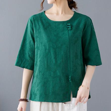 Broderi T-shirt För Kvinnor Med Rund Hals T-shirt