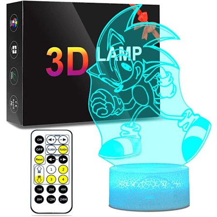 Lamppu 3D Siili Valo Yövalo Lapsille 7 Väriä Vaihtuva Sonic Sisustuslamput, Kivat Lahjaideoita Syntymäpäivä Joulu