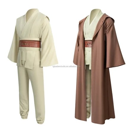 Mub- Obi Wan Kenobi Premium Kvalitets Cosplay Kostyme Brun Jedi Kappe fra Star Wars for Lyssaberkamper Brun