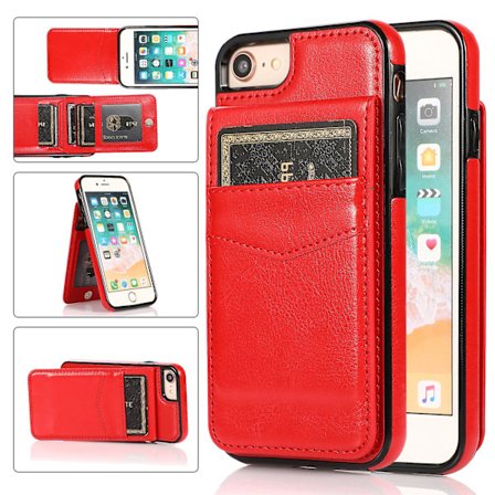 För Iphone 7 / 8 / Se (2020) / Se (2022) Korthållare Phone case Kickstand Pu Läder + Tpu cover