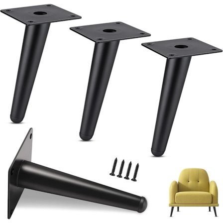 Sæt med 4 Møbelben Belaster Op til 600KG 15cm Metalskabsben, Konformede Bordben, Møbelben til Skabe, Sofa, med Skruer og Skridsikre Støjsvage B