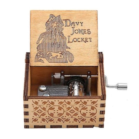 1 st Träsnidad Handvevad Speldosa Mekanisk Klassisk Hantverk Födelsedagspresent (Pirat)