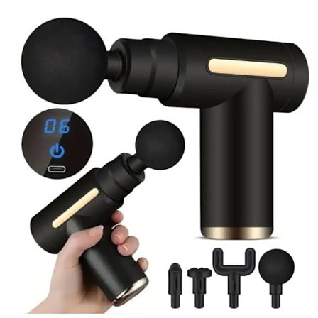 Massagepistol med 4 massagehoveder 6 gear_qq