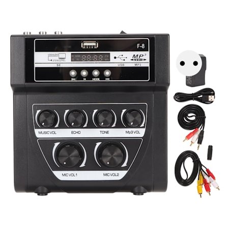 Kannettava Mini Äänimikseri Kaksoisvirta Bluetooth MP3 Toisto Karaoke Mikseri 100-240V EU Pistoke