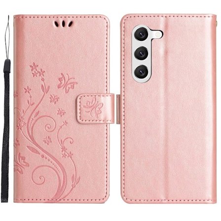 Perhoskuvioitu nahkakotelo Samsung Galaxy S23 -ruusukulta