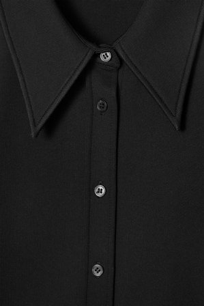 COS Women's Camicia Slim In Jersey Con Colletto Esagerato in Nero