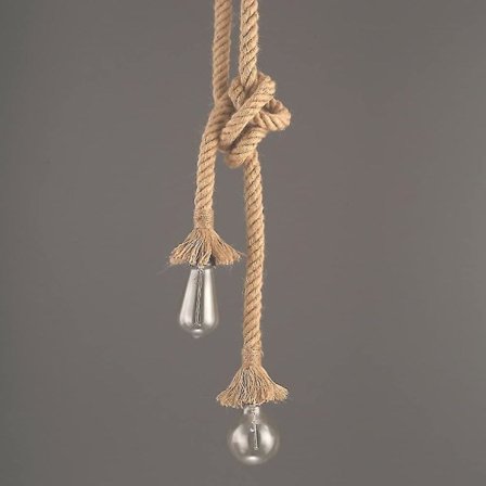 Teollinen riippuvalaisin, Hampuköysi Kaksinkertainen Pää Riippuva Valo Ruokailutilaan, Eteiseen, Ravintolaan, Baariin, Kahvilaan - Pituus 60cm