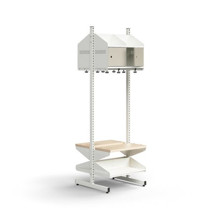 Garderobenschrank ENTRY, Grundmodul, bodenstehend, 1800 x 600 x 600 mm, weiß/grau