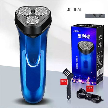 Elektrisk barbermaskin for menn, oppladbar, vanntett, bærbar bilbarbermaskin, trippelhode, vaskbar, roterende, langvarig batteri, reise-epilator