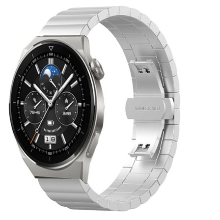 Silver Silver 22mm Metall Stål Klockarmband kompatibelt med Huawei Watch Gt 3 Pro 46mm