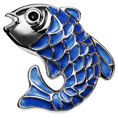 Zoikos | Broche La carpe koï couleur bleue et argent pour hommes - Broches en forme d'animaux