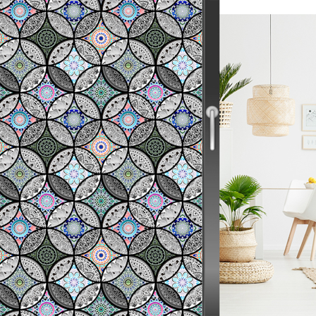 Vintage Mandala Glassmaleri Vindusfilm (45*200cm), Vinyl Ikke-Klebebende Personvernfilm, Glassmaleri Vindusfilm, Varmekontroll UV-bestandig for 